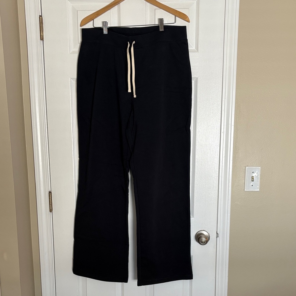 Lands' End Women’s Navy Wide Leg Sweatpants with Cream Drawstring NWOT